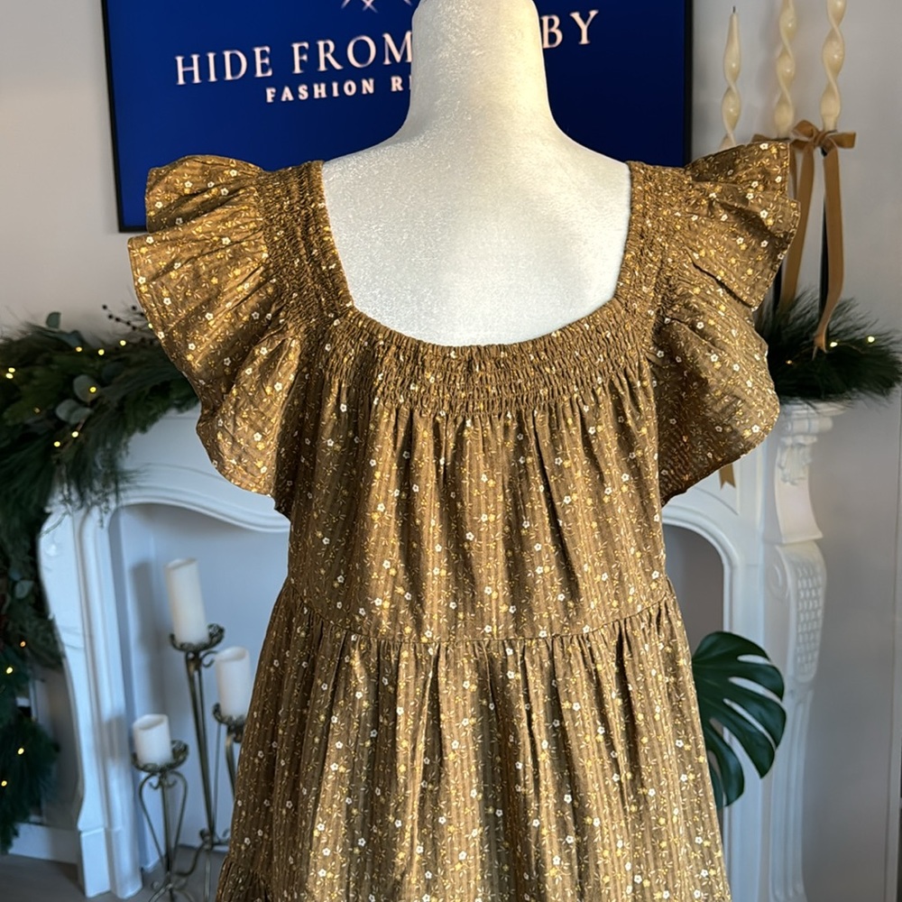 Madewell Ruffle-Sleeve Tiered Midi Dress in Daisy Stitch - Picture 8 of 9